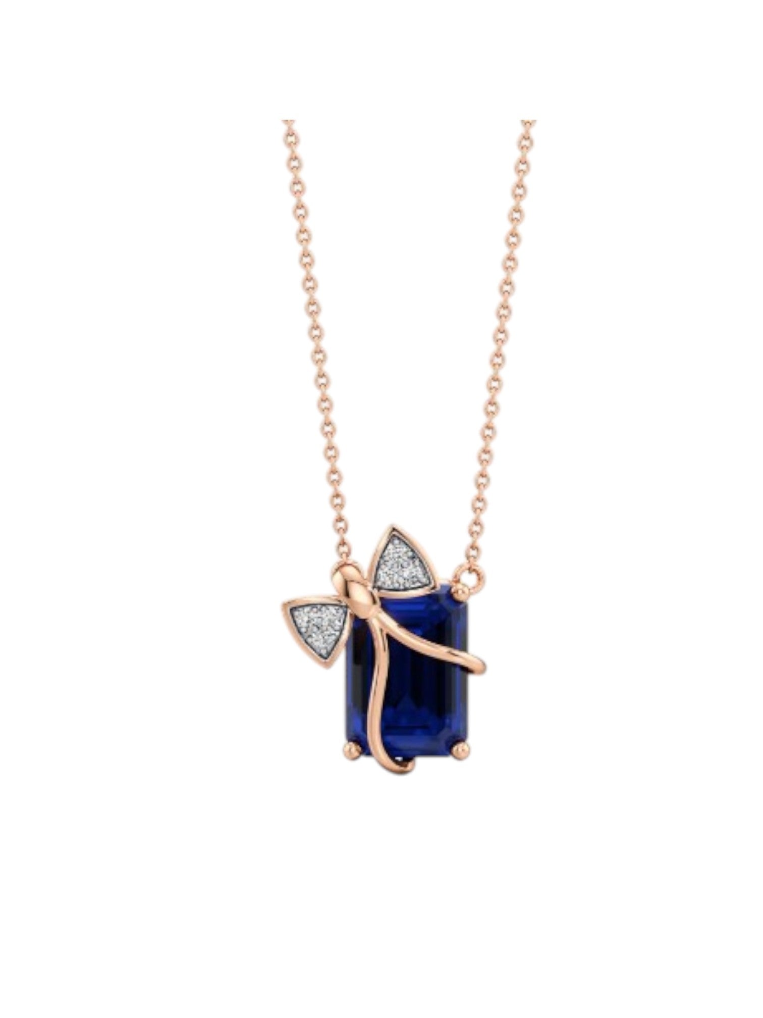 925 Sterling Silver Stylish Design CZ Stones Rose Gold Plated Pendant With Chain For Women By Kesardeep